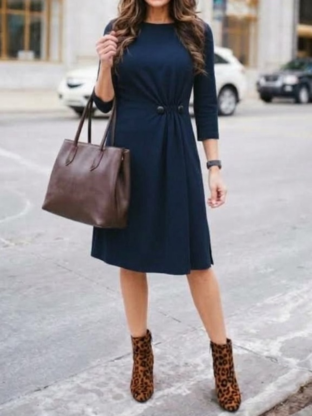 EMPORIO ARMANI $695 • 32.5” bust / Small • Boat Neck Cady Gathered Shift Dress